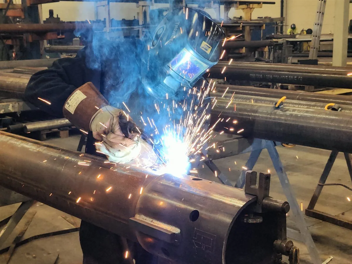 Screw pile manufacturing and welding at Paalupiste facility